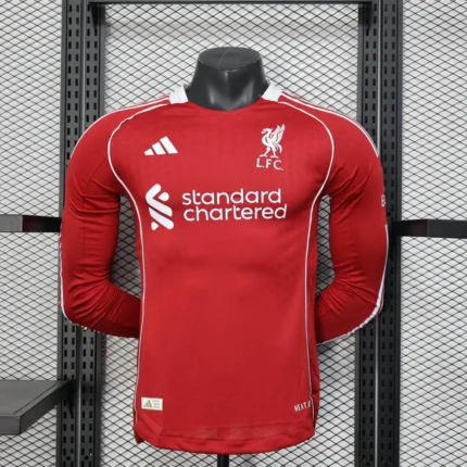 2025/2026 Player Version Long Sleeve Liverpool Home Football Shirt 1:1 Thai Quality